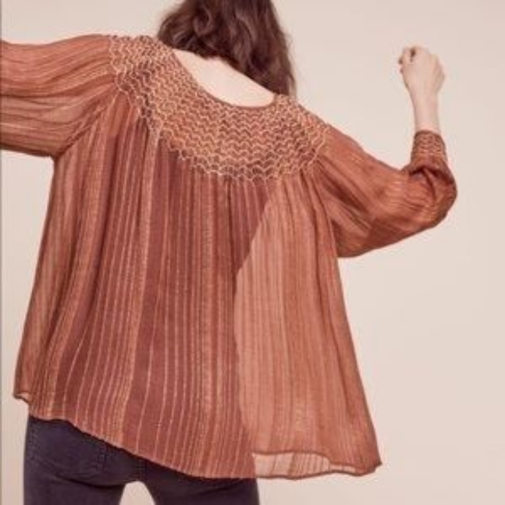 SALE Anthro Bresle Peasant Boho Metallic Love Sam - Picture 2 of 8